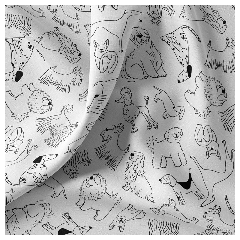 Printed Cotton BARLEY White / Black